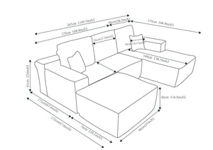English Elm 105.7"cloud Modular U-shaped Sectional Corduroy Deep Seat Sofa for Living Room W3975S00021