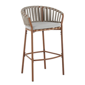 English Elm Lodi Outdoor Woven Pe Rope Barstools with Iron Frame Resort Style Set of 4 N775P268025T-S4