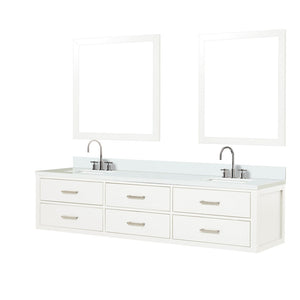 English Elm White Double Bath Vanity Set With Quartz Top, Chrome Faucets & Matching Mirrors For Stylish Spaces B2731S01835-GIGA