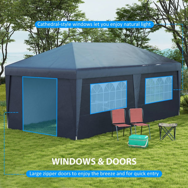 English Elm Outsunny 10' X 19.5' Pop Up Canopy Tent With Sidewalls & Doors, Adjustable Height, Portable Design W2225P174166-GIGA