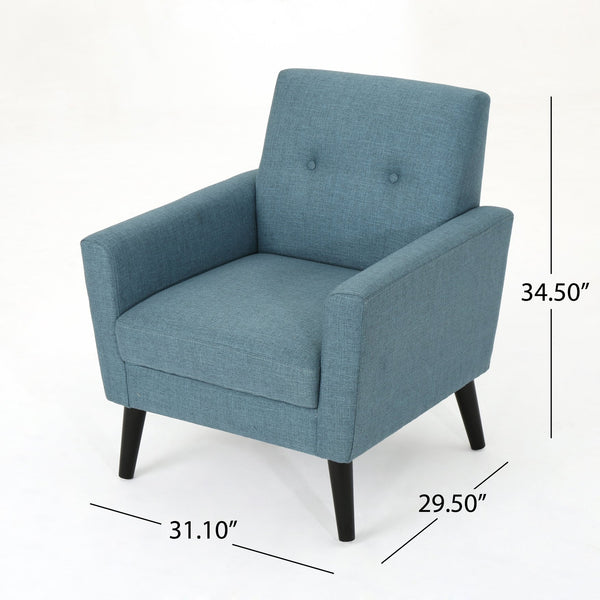 English Elm Christopher Knight Home® - CLUB Vintage-Inspired Fabric Club Chair with Nailhead Trim & Scroll Arms, Birch Legs, Contemporary Comfort Blue 31.5 L x 27.75 W x 18.5 H 60848.00BLU