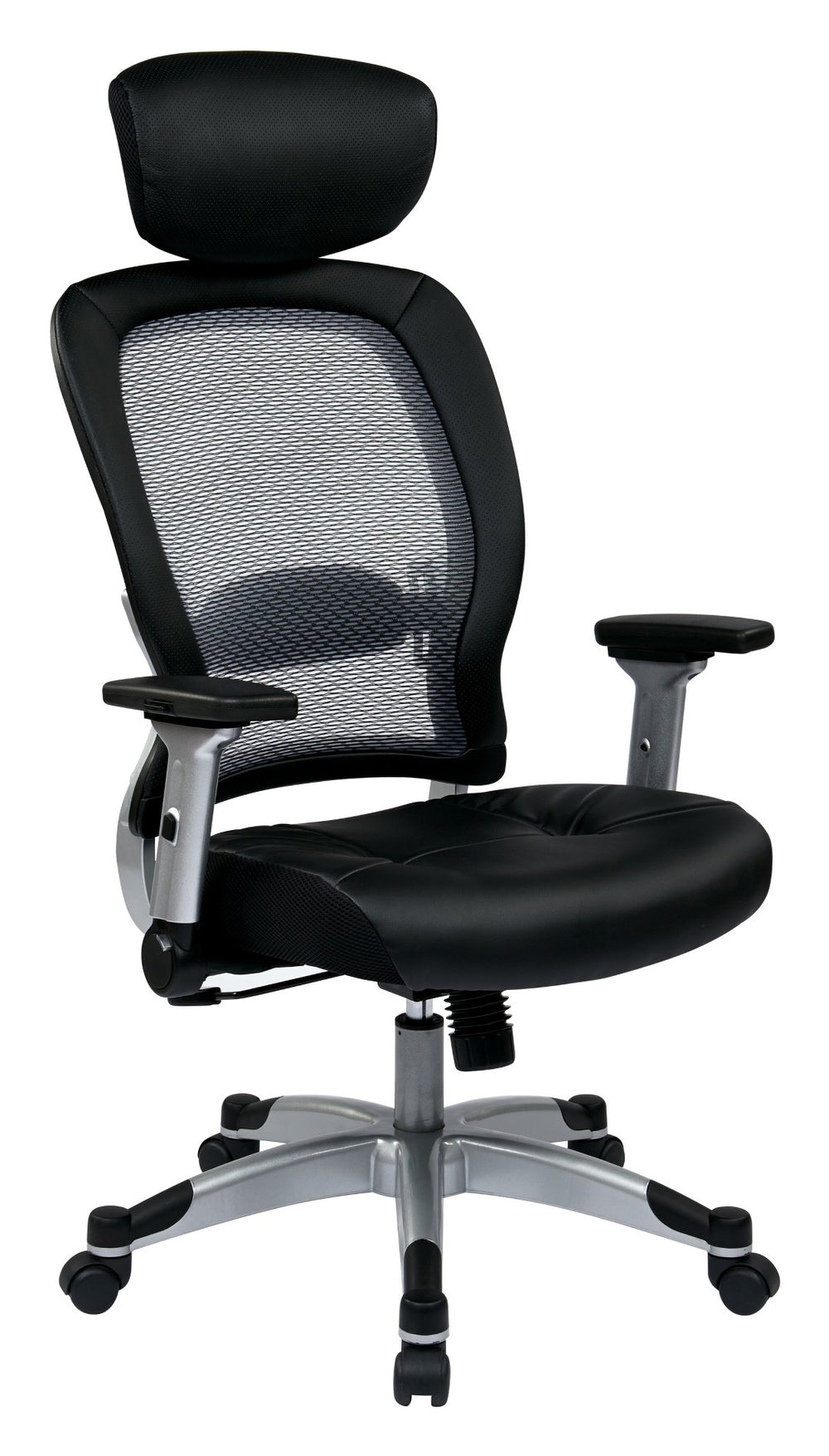 OSP Home Furnishings Professional Ergonomic Task Chair with Mesh Back Lumbar Support and Bonded Leather Seat 327-E36C61F6HL