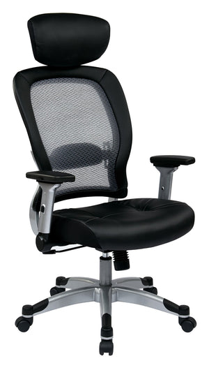 OSP Home Furnishings Professional Ergonomic Task Chair with Mesh Back Lumbar Support and Bonded Leather Seat 327-E36C61F6HL