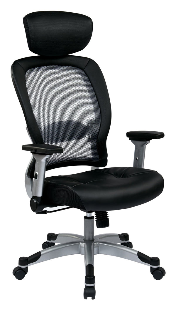 OSP Home Furnishings Professional Ergonomic Task Chair with Mesh Back Lumbar Support and Bonded Leather Seat 327-E36C61F6HL