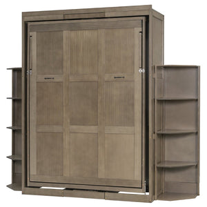 English Elm Rotating Murphy Wall Bed with Convertible Desk Dual Side Shelves Full Size Mdf Cabinet Gray LP000961AAE