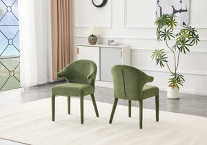 English Elm Modern Chenille Linen Accent Chair Sculptural Hollow Back Swivel Seat for Dining Vanity Green W3493P456222