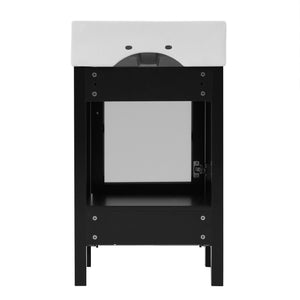 English Elm 20-Inch modern bathroom vanity with ceramic sink, soft-close door and ample storage for small spaces Black WF324691AAB