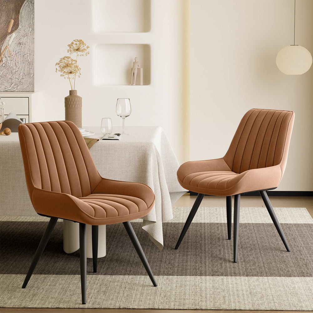 English Elm Modern Dining Chairs Set Of 2 - Plush Upholstered Fabric Seating With Metal Legs For Stylish Comfort T3950P394356