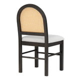 English Elm Trexm 4 Retro Upholstered Chairs With Rattan Backrests For Dining Room and Kitchen (Espresso)