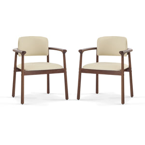 English Elm Christopher Knight Home® - 2 Elegant Dining Chairs Set with Rubber Wood Frame, 300lb Capacity, Beige PU Cushions, Versatile Home Seating N779P298396D