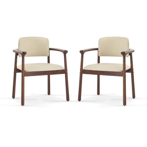 English Elm Christopher Knight Home® - 2 Elegant Dining Chairs Set with Rubber Wood Frame, 300lb Capacity, Beige PU Cushions, Versatile Home Seating N779P298396D