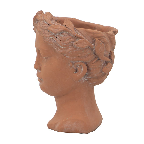 English Elm D6x9" Visage Head Bust Planter Brown — Antique-Inspired Ceramic Sculpture for Plants, Stylish Home Accent W2078P201042