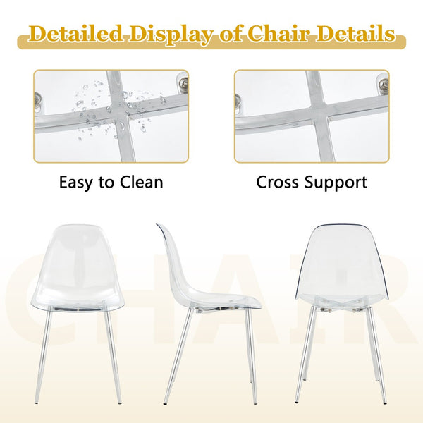 English Elm Table and Chair Set Oval Tempered Glass Top Silver Base with 8 Acrylic Dining Seats W1151S04747