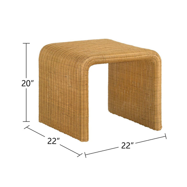 English Elm Square Woven Rattan End Table - Stylish Mid-Century Modern Design With Storage, Natural Finish B016P378165-GIGA