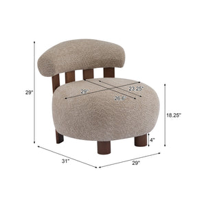 English Elm Christopher Knight Home® - Modern Boucle Accent Chair with Plush Rounded Silhouette, Solid Wood Frame, Cozy Reading Seat Light Brown,Walnut 29 L x 28.5 W x 21.85 H N776P278240B