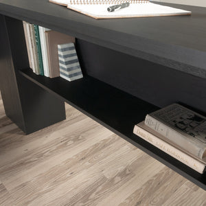 English Elm L-Shaped Desk In Sleek Black Finish - Space-Saving Design With Storage & Cable Management Features B356P402735