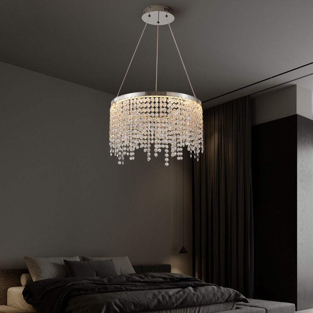 English Elm 16-inch K9 Crystal Led Chandelier Polished Chrome Selectable Warm Daylight Glow W2312P415978