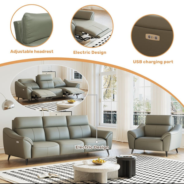 English Elm Zero Wall Power Recliner Compact Bonded Leather Chair with Lumbar and Quiet Motor W3795P455837