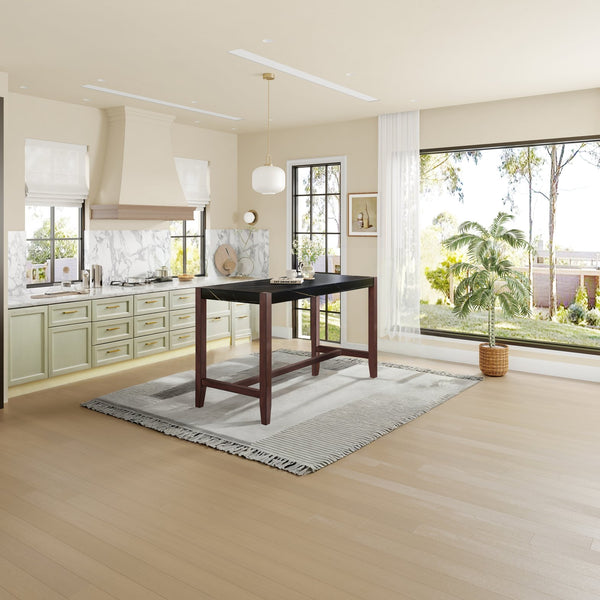 English Elm Counter 47.5-Inch Faux Marble Counter Height Table with Sturdy Rubber Wood Legs, Modern Dining Accent (96) Black N752P269652B