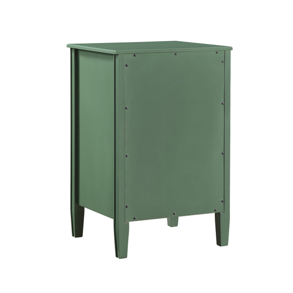 English Elm Winston 2-Drawer Storage Nightstand with Brushed Gold Knobs, Open Shelf, Fluted Legs, No Assembly Antique Green B050P376958