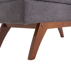 English Elm COOLMORE Teddy fabric storage bench with solid wood feet, hidden compartment for tidy bedroom organization Gray W1539P242732