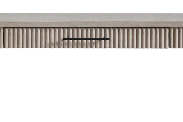 English Elm Taupe Reeded Writing Desk with Birch Veneer, Solid Wood & MDF, 1 Drawer — Casual Transitional Style B2699P271424