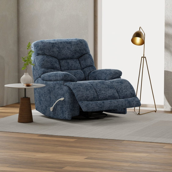English Elm Swivel Glider Recliner Plush Upholstered Chair for Contemporary Living Rooms Blue B339P422561