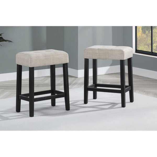 English Elm 3-Piece Modesta Faux Marble Counter Height Dining Set with Tufted Upholstered Stools, Espresso Legs B011S01934