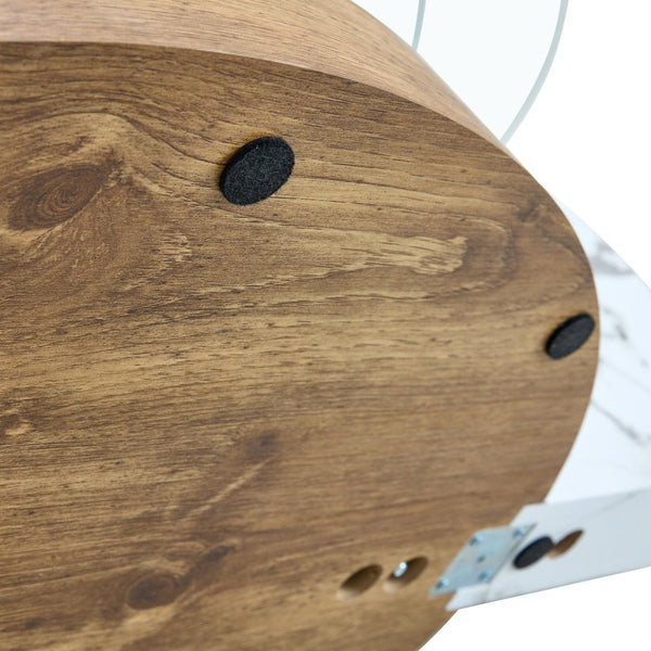 English Elm Contemporary Dual Tier Oval Glass Coffee Table with Marble and Wood Tone Base W1151P233589