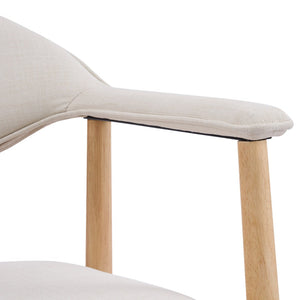 English Elm Modern Rubberwood Dining Chair Set Sculptural Curved Back Upholstered Seat Walnut Frame Beige,Natural N768P391165N