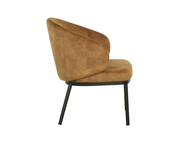 Sunpan Echo Lounge Chair - Contemporary Barrel Back Design in Nono Tapenade Gold with Black Iron Base
