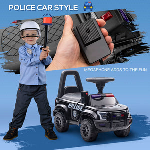 English Elm Aosom Police Truck Ride on Toy with Pa System and Under Seat Storage for Toddlers W2225P217708