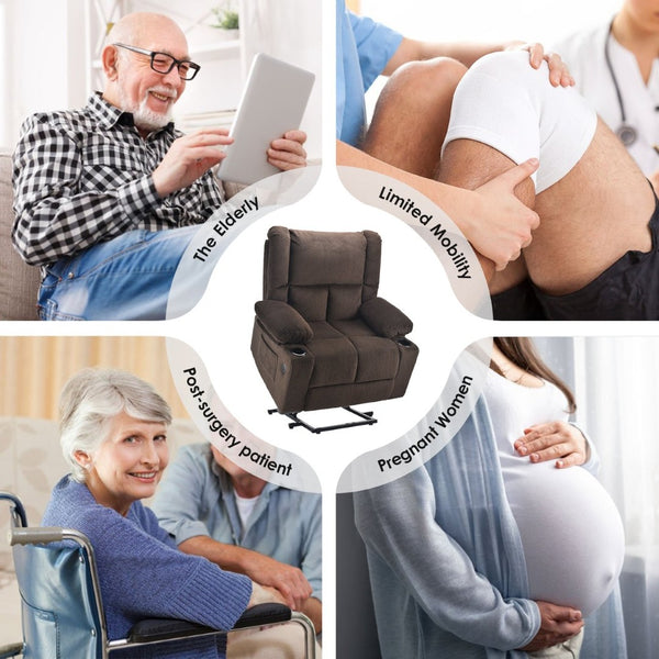 English Elm Power Lift Recliner Chair With Massage & Heat, Usb Ports, Cup Holders - Ultimate Comfort For Seniors T3623P380505-GIGA