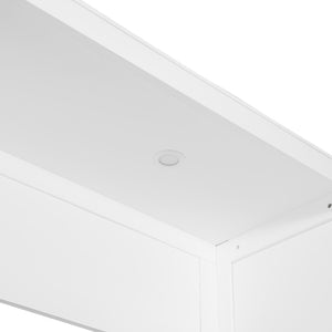English Elm Full Size Murphy Wall Bed with Wardrobes Desk Drawers and Led Light in White LP000924AAK