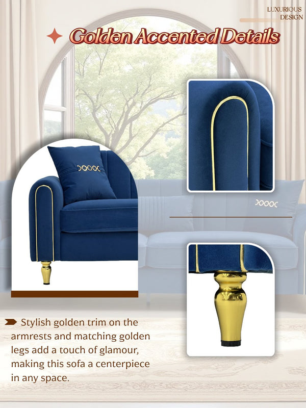 English Elm FX-P11-RB Modern 87.4" Upholstered 3-Seater Sofa with Plush Fabric, Pocket Coil Comfort & Pillows W576P360572