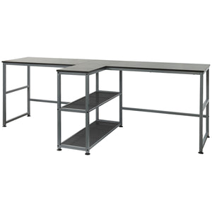 English Elm HOMCOM 83" Two Person Workstation Desk with Dual Shelves, Long Sturdy Home Office Table, Black W2225P229665