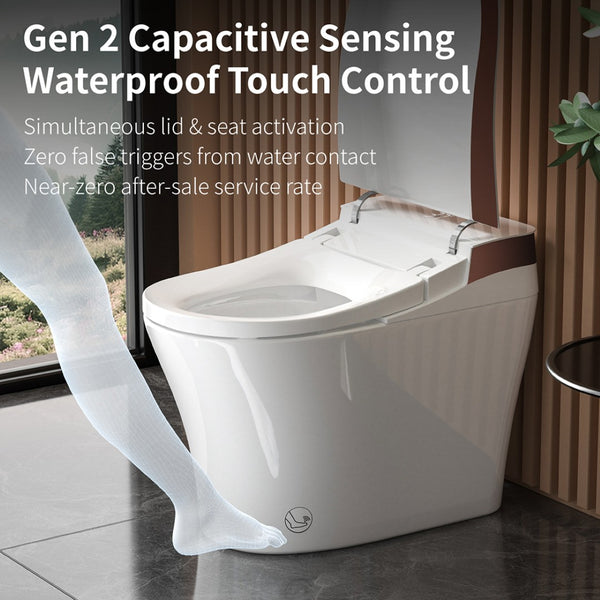 English Elm Smart Toilet Bidet One Piece Elongated Auto Seat Heated Wash Hands Free Design W3402P402915