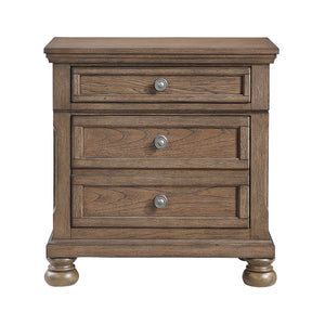 English Elm Transitional Antique Brown 3-Drawer Nightstand with Felt Jewelry Tray, Dovetail Drawers, Fully Assembled B011P353096