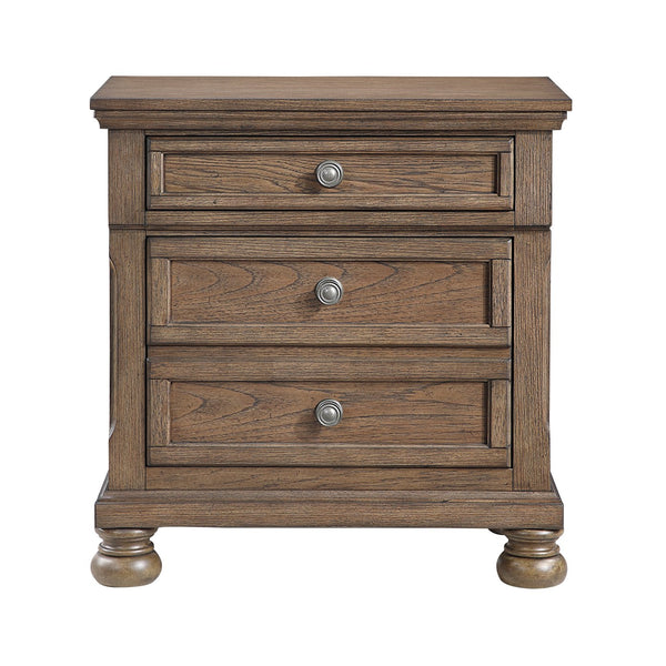 English Elm Transitional Antique Brown 3-Drawer Nightstand with Felt Jewelry Tray, Dovetail Drawers, Fully Assembled B011P353096