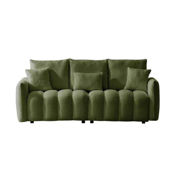 English Elm 80.7 Inch Teddy Velvet Three Seat Sofa Solid Wood Frame Plush Living Room Couch W2564P457796