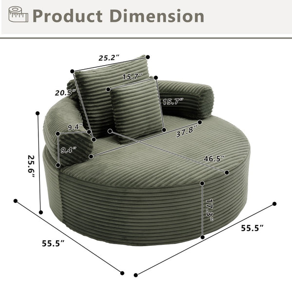 English Elm Round Cloud Sectional Sofa Bed with Memory Foam Fill for Small Space Living W3224P444270