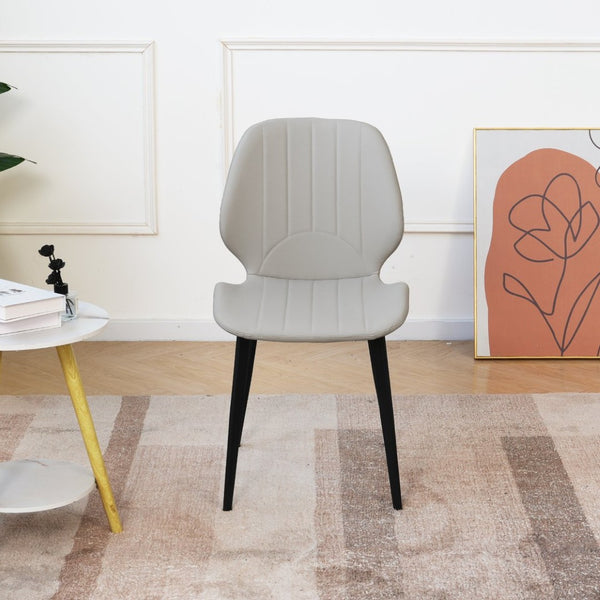 English Elm Modern Faux Leather Dining Chairs with Matte Black Legs Set of Two Gray Seating W1535P449724
