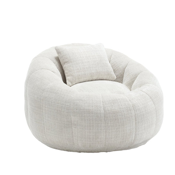 English Elm UNITED Cloud-Luxe Chenille Memory Foam Bean Bag Chair with Ottoman and Pillow for Ultimate Comfort Beige W1568P361685