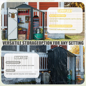English Elm Campcraft Galvanized Steel Outdoor Storage Cabinet with Lockable Compartment and Firewood Rack W1598P382301