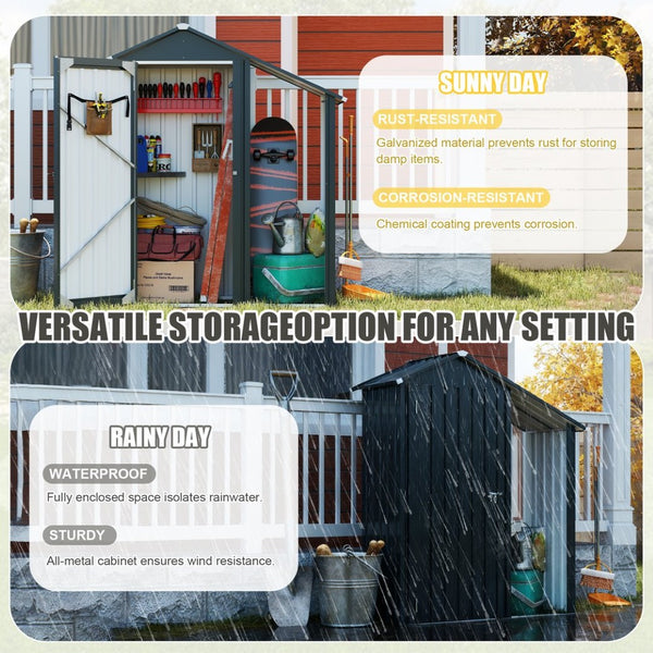 English Elm Campcraft Galvanized Steel Outdoor Storage Cabinet with Lockable Compartment and Firewood Rack W1598P382301