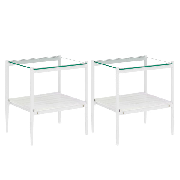 English Elm Coffee Table Set Of 3 – Modern Tempered Glass & Mdf End Tables For Stylish Living Room Decor W241S00050