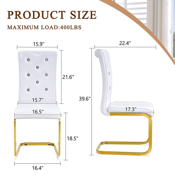 English Elm Set of 2 Glam Faux Alligator Pvc Dining Chairs with Crystal Buckle Bow Legs White W3875P371062