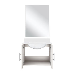 English Elm Glossy White Single Bath Vanity With Cultured Marble Top & Frameless Mirror - Perfect For Small Spaces! B2731S00748