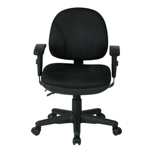 OSP Home Furnishings Sculptured Ergonomic Office Chair with Lumbar Support and Adjustable Arms for Long Days Black 8180-231