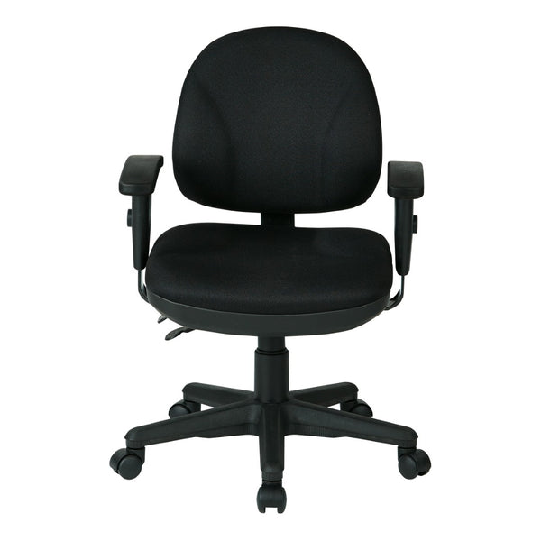 OSP Home Furnishings Sculptured Ergonomic Office Chair with Lumbar Support and Adjustable Arms for Long Days Black 8180-231